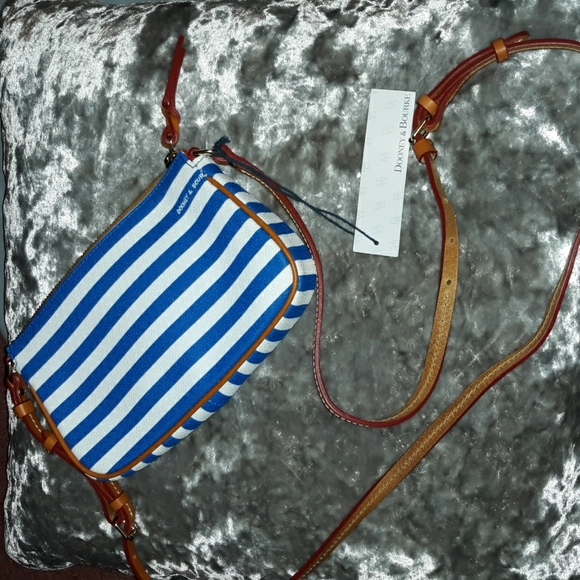 DOONEY & BOURKE "Sullivan" Coated Cotton Lexi Pouchette Stripped Crossbody - Picture 7 of 13
